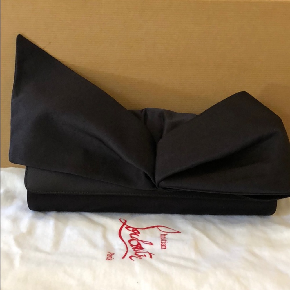 Christian Louboutin Black Silk Evening Clutch